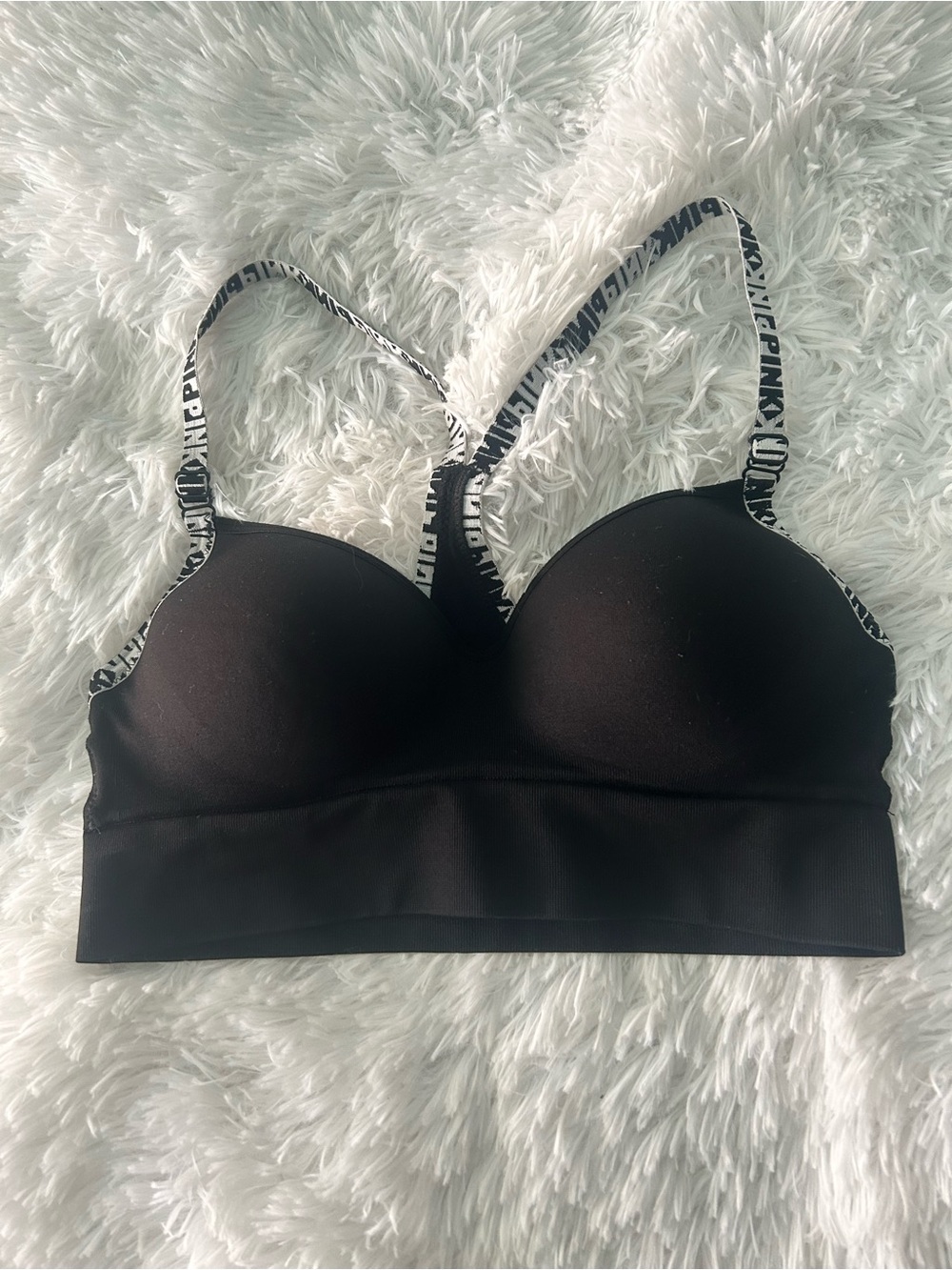 PINK Victoria's Secret Black wireless Push-Up Sports Bra Bralette